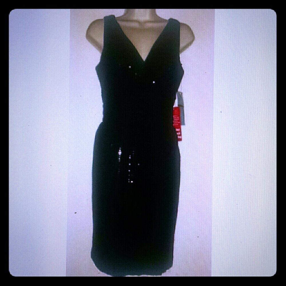 Sequins cocktail party evening little black dress
